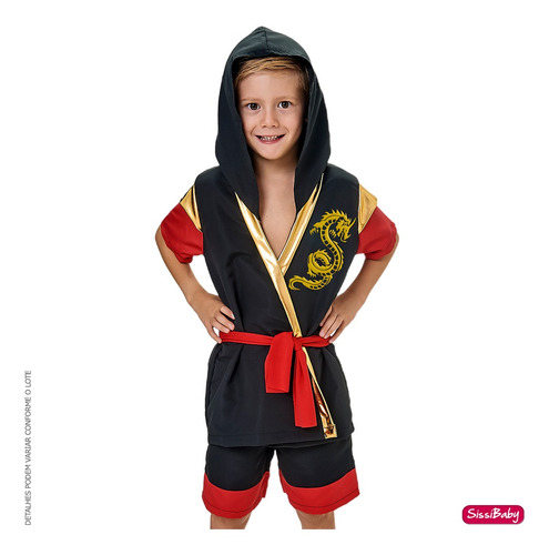Fantasia Infantil Super Ninja Guerreiro Menino Lutador Luxo